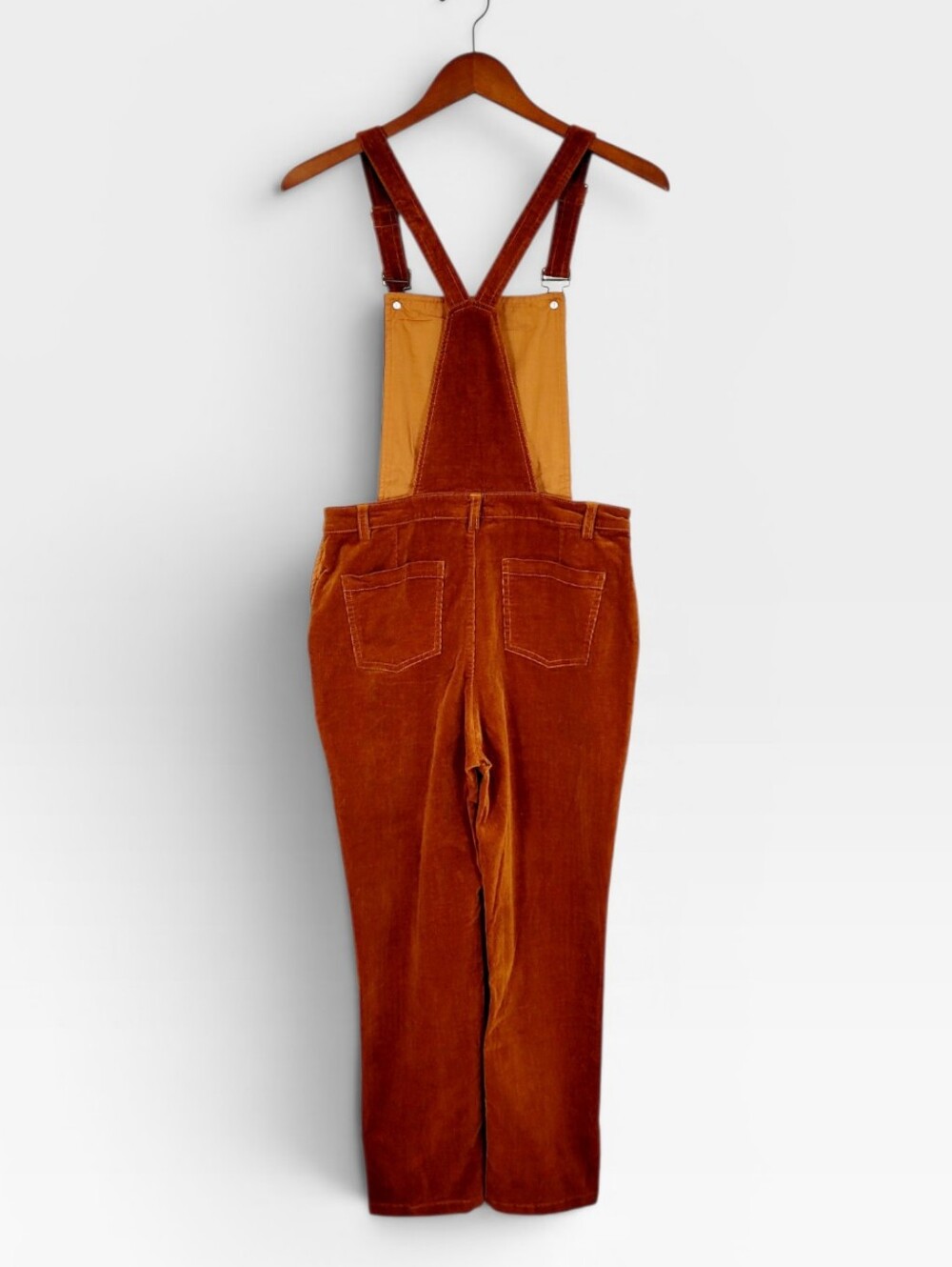 NWT MODCLOTH Fall Potluck Cognac Corduroy Bib Overalls Straight Leg Medium New - Picture 4 of 11